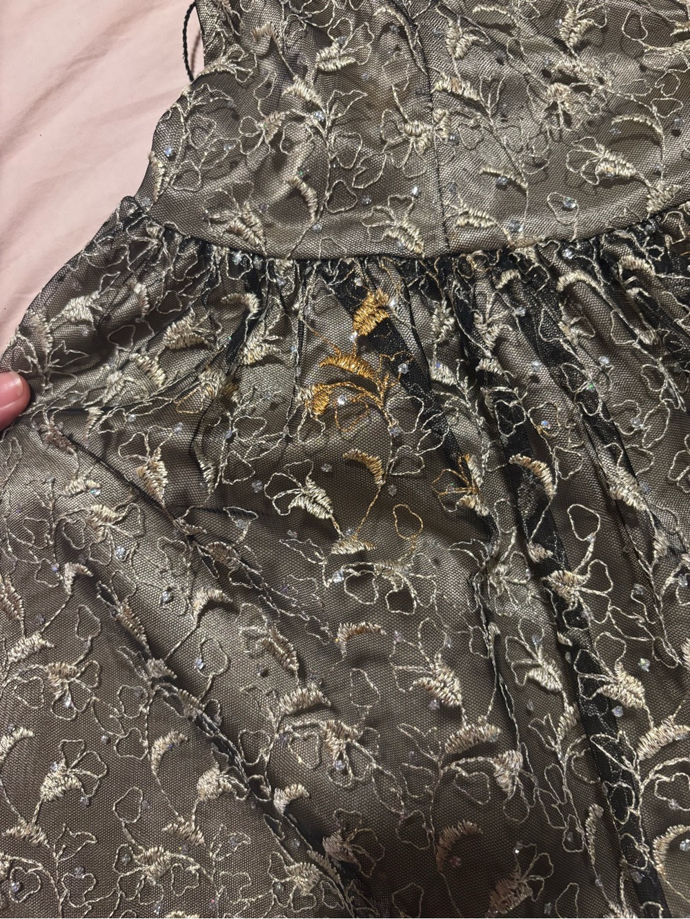 Vintage Jessica McClintock Gold Strapless
Lace Party Dress Size 6P - Picture 5 of 7